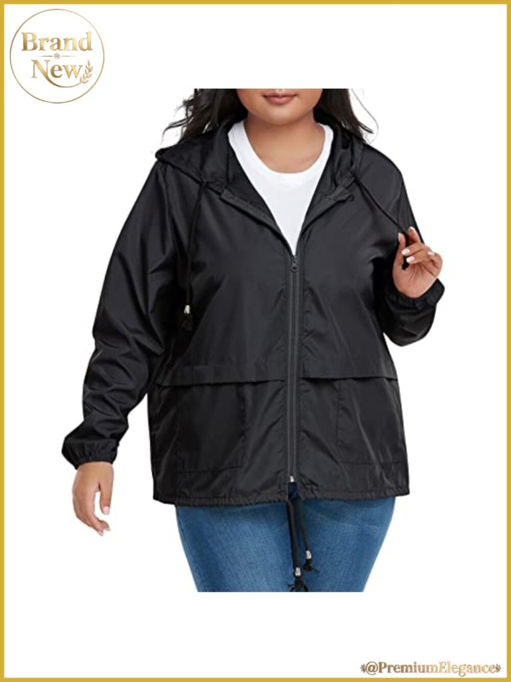 Plus Size Packable Raincoat with Hood Waterproof for Women Travel